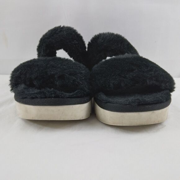 Koolaburra by UGG Fuzz On Faux-Fur Slide Sandals Slippers Black 1123352 Size 6 - Picture 5 of 12